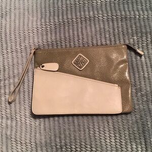 Vera Wang Metallic and Cream Clutch